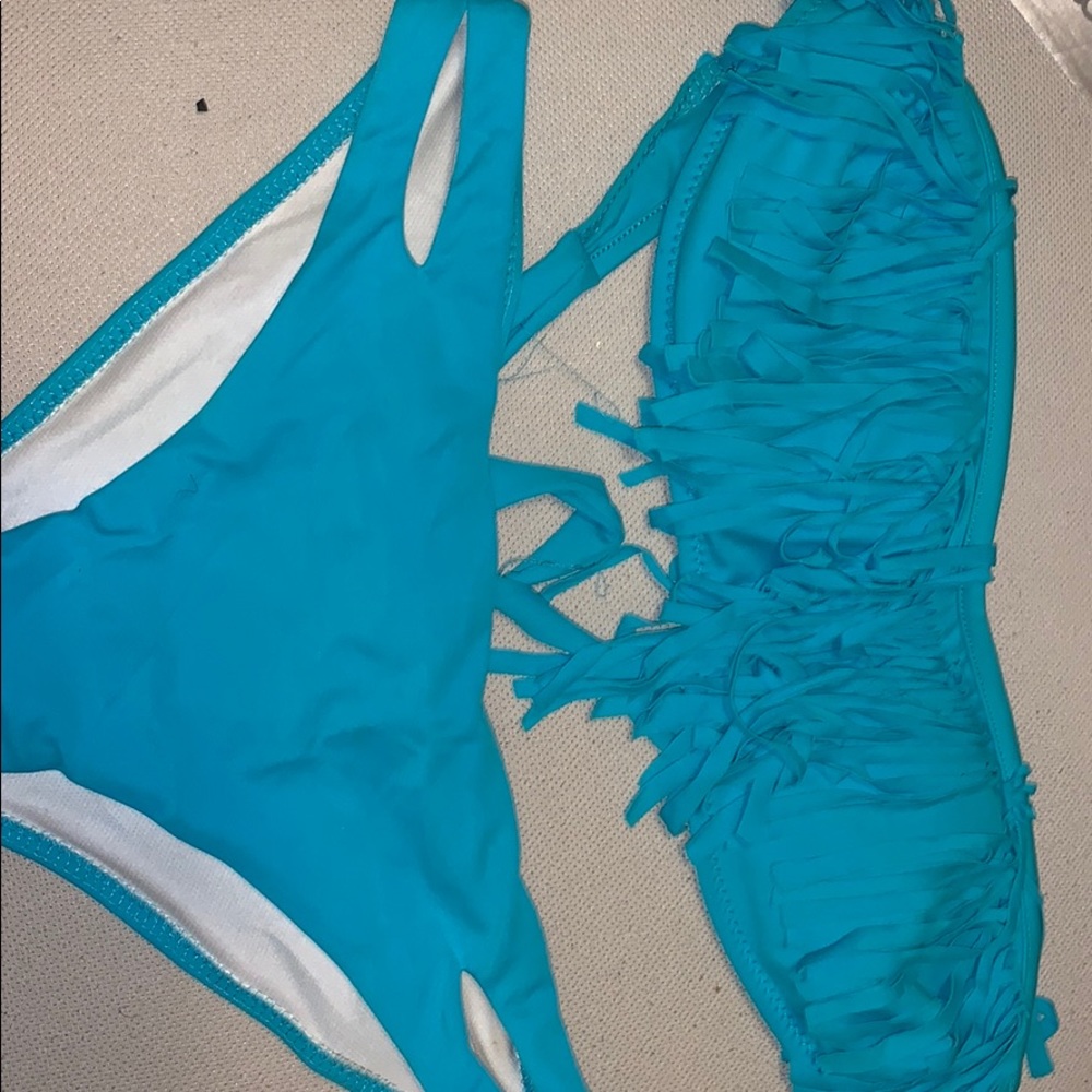 Baby blue bandeau swimsuit